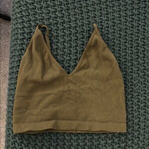 Olive Green Ribbed Tank Top